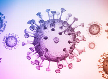 Corona virus COVID-19 virus SARS-CoV-2 concept - Coronavirus influenza background as dangerous flu strain cases as a pandemic medical health risk Microscope virus close up - 3D Rendering